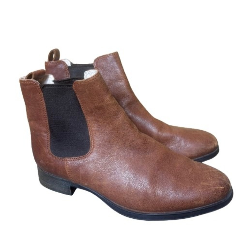 Clarks Mariella Busby Brown Leather Chelsea Ankle Boots Fall Womens Size 7.5